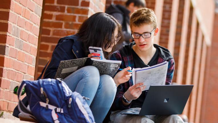 students talking 